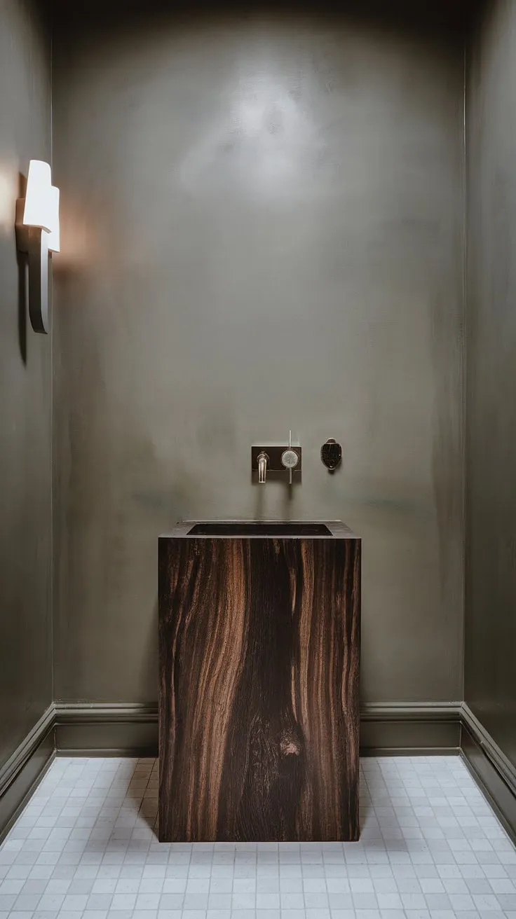 This contemporary powder room showcases the epitome of modern powder room design.  The minimalist bathroom vanity and sleek fixtures create an ultra-modern powder room, offering a wealth of luxury powder room ideas for the discerning homeowner.  A masterclass in powder room interior design.