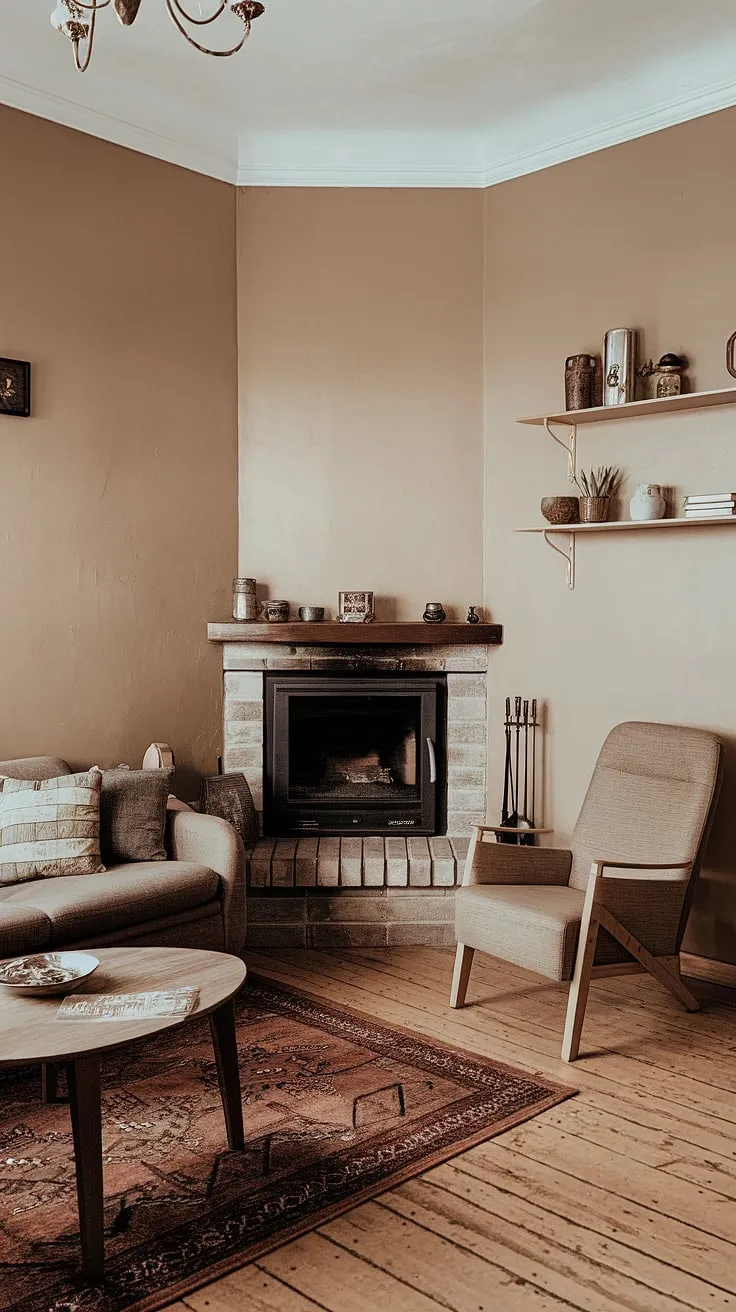 This living room corner, featuring a stunning corner fireplace, is the epitome of comfort and style. The thoughtfully designed living room layout maximizes space and warmth, making it the ideal spot for relaxation.  The corner fireplace living room is a testament to sophisticated living room decor fireplace design.