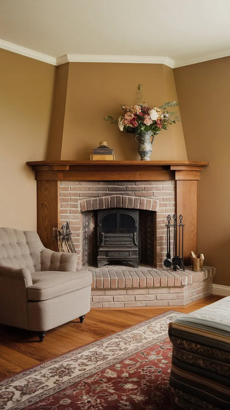 Imagine curling up in this plush chair by the corner fireplace, the gentle crackle of the fire a soothing soundtrack to a perfect evening. This fireplace living room, with its thoughtful living room layout and charming living room decor fireplace, is a haven of warmth and comfort. The corner fireplace is more than just a feature; it's the heart of the home.