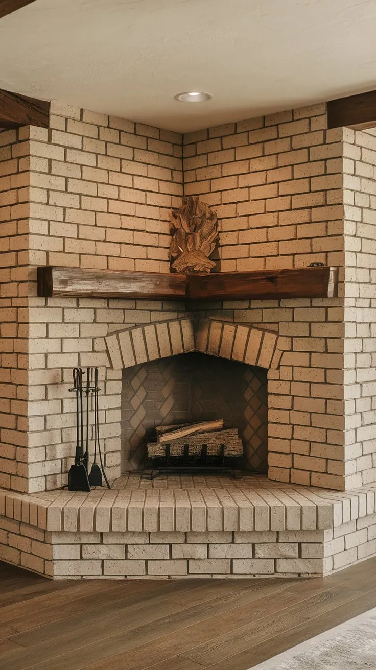 The heart of this home?  Undoubtedly, the stunning corner fireplace in this living room. This corner fireplace living room boasts a rustic charm, with a thoughtful living room layout that centers around the warmth and beauty of the fireplace.  The living room decor fireplace, complete with its wooden mantel, is the perfect finishing touch to this inviting space.