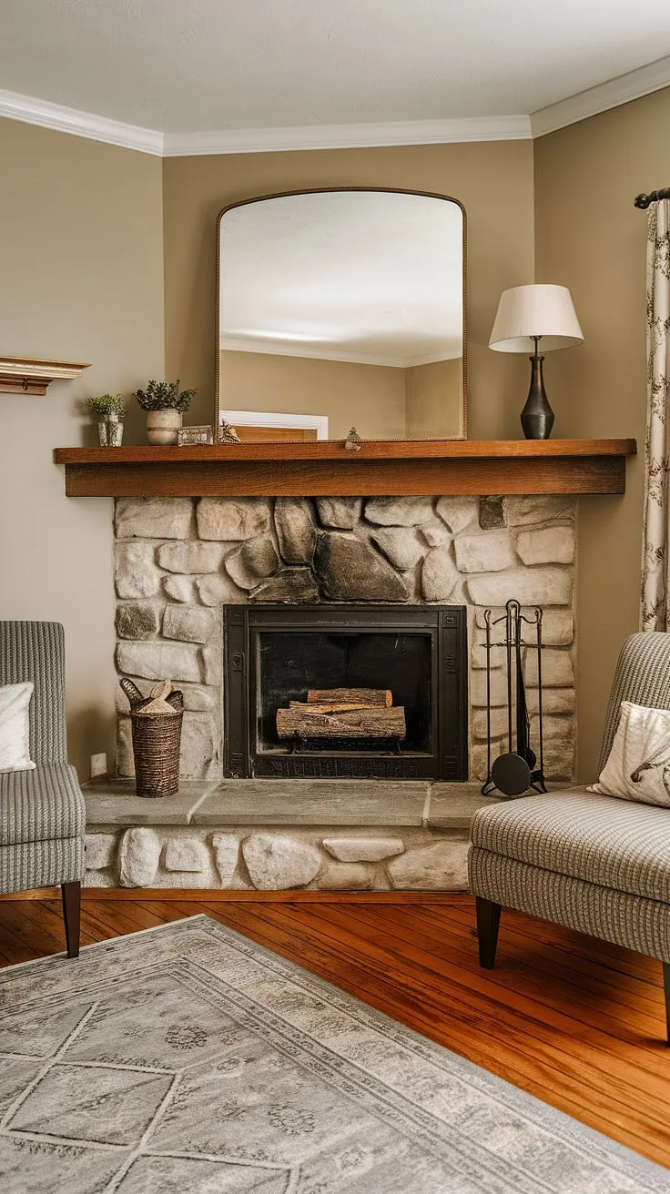 This corner fireplace living room is a masterclass in design.  The strategic placement of the corner fireplace maximizes both warmth and visual appeal, while the overall living room layout and living room decor fireplace create a space that's both elegant and comfortable.  The perfect blend of style and functionality in a living room corner.