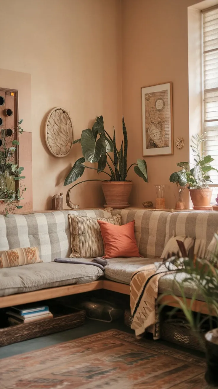 Cozy living room ideas abound in this intimate living room decor.  See how this small living room design maximizes space and comfort in a relaxing living area.  The corner living room layout and snug living room concepts create a multifunctional living room perfect for unwinding, all within a compact living space.