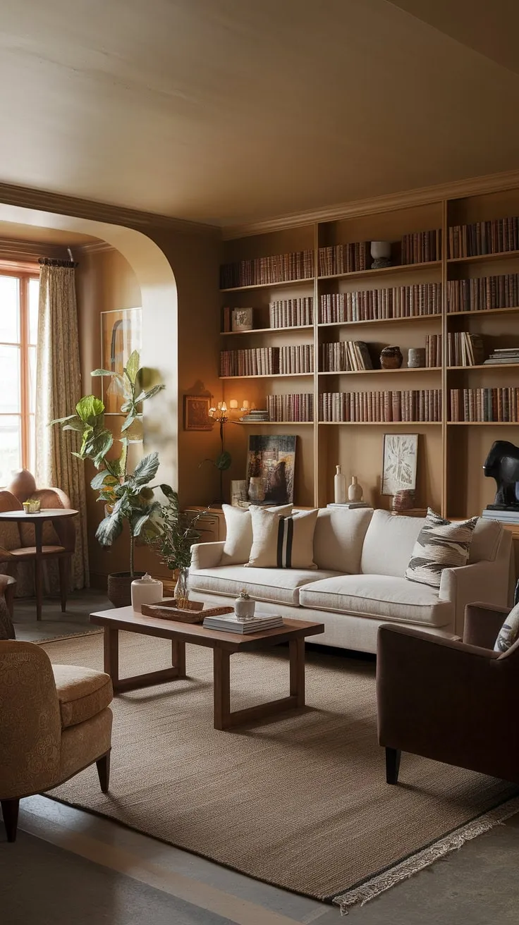 Cozy living room ideas abound in this intimate and charming space.  The small living room design cleverly utilizes every inch, creating a relaxing living area perfect for unwinding.  Note the multifunctional elements and snug living room concepts within this compact living space, a beautiful example of small space interior design.