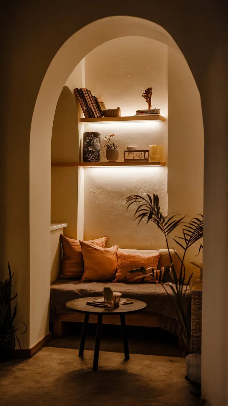 Maximize your space, maximize your relaxation. This corner living room is a masterclass in small living room design, demonstrating how intimate living room decor and clever multifunctional living room solutions can create a truly relaxing living area.  The compact living space feels surprisingly spacious, a testament to the power of snug living room concepts and small space interior design.