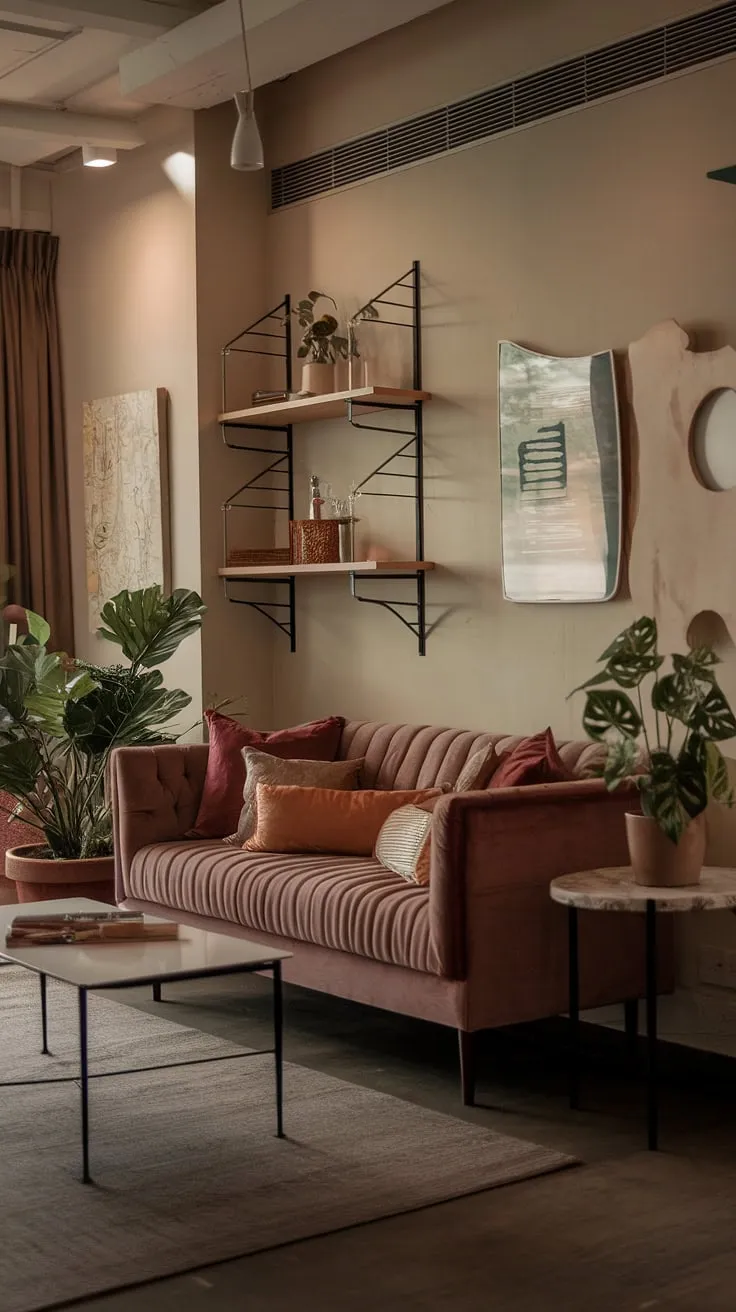 Cozy living room ideas come alive in this intimate living room decor.  See how this small living room design cleverly utilizes a corner living room layout to create a multifunctional living room and compact living space.  The result is a relaxing living area brimming with character and perfect for snug living room concepts, all within a small space interior design.