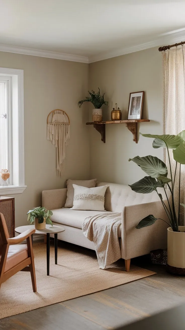 Transforming a compact living space into a relaxing living area doesn't require sacrificing style. This corner living room showcases small living room design at its finest, offering cozy living room ideas perfect for snug living room concepts.  The multifunctional living room features intimate living room decor, proving that even small space interior design can create a haven of comfort.