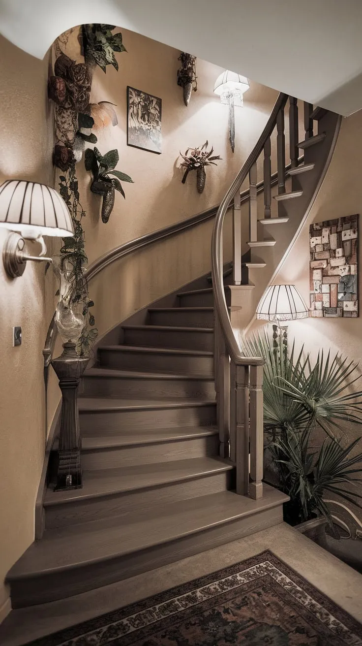 A captivating corner staircase design. Explore these enclosed stairwell decor and stairwell wall ideas for your own accent staircase wall, and discover endless staircase decor ideas for a welcoming home.