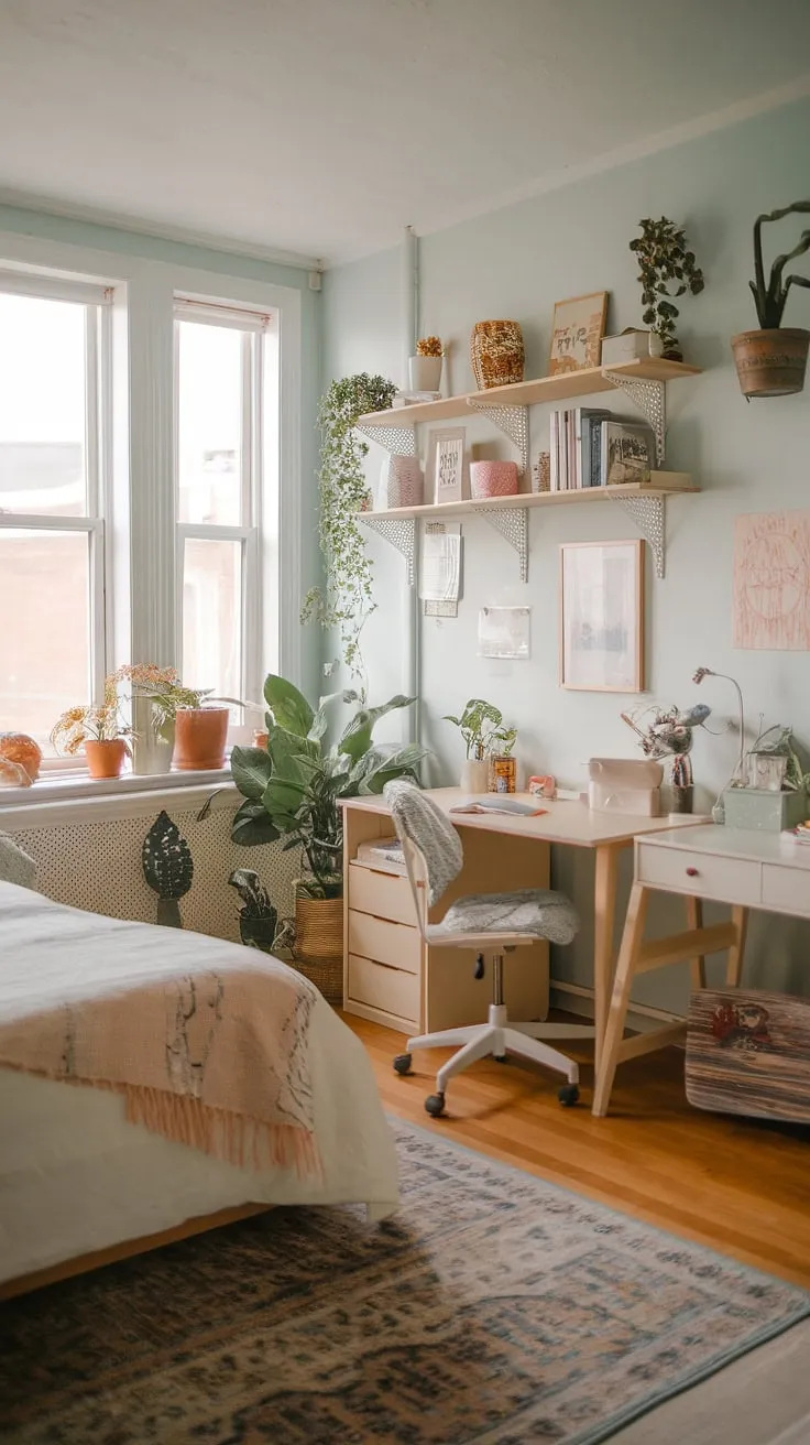 This cozy feminine apartment, a perfect blend of cottagecore studio apartment and romcom apartment aesthetic, proves that even a small studio apartment can be brimming with charm and personality.  It's the ultimate cottage apartment inspiration.