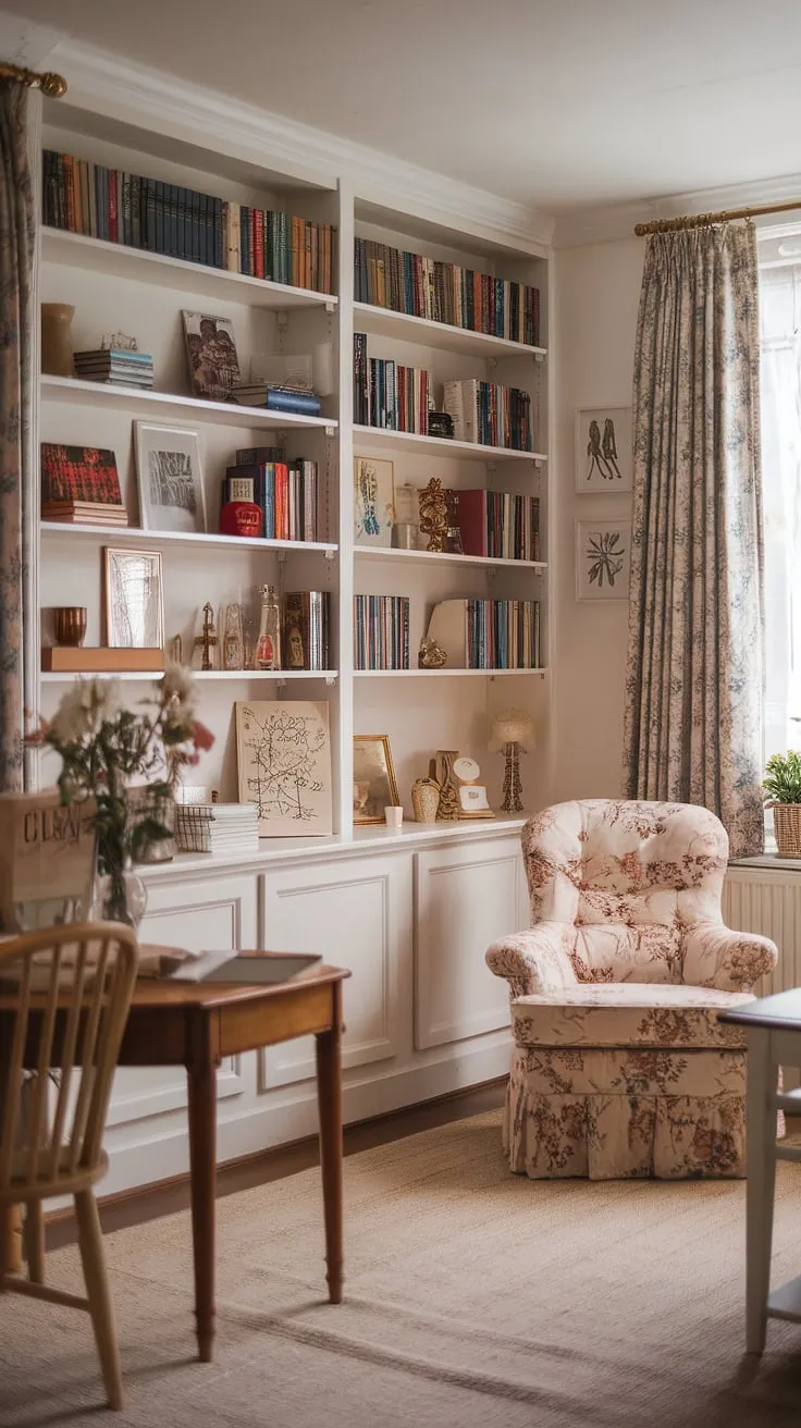 Dreamy cottage apartment vibes in this small studio apartment.  The romcom apartment aesthetic is perfectly captured, showcasing how a cottagecore studio apartment can be both stylish and incredibly cozy.  This is small studio apartment inspiration at its finest.