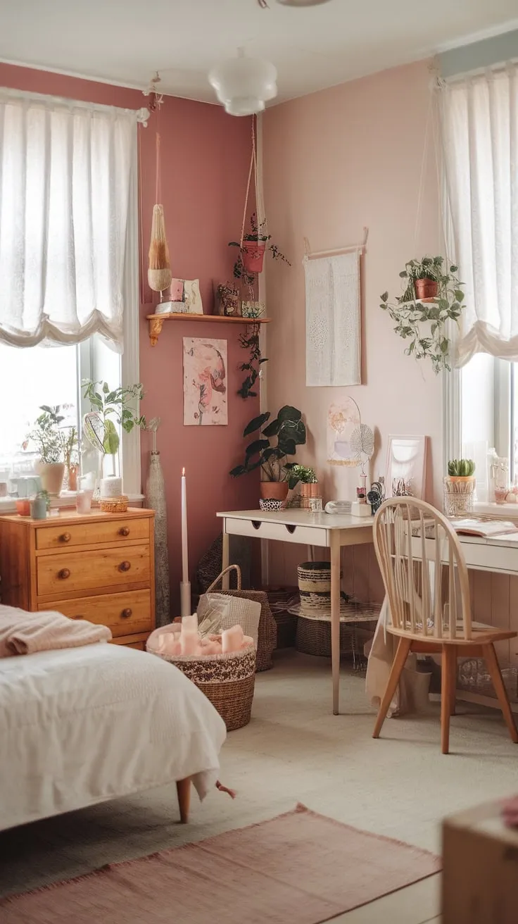 This cozy feminine apartment, a perfect blend of cottagecore studio apartment and romcom apartment aesthetic, proves that even a small studio apartment can be brimming with charm and personality.  It's the ultimate cottage apartment inspiration.