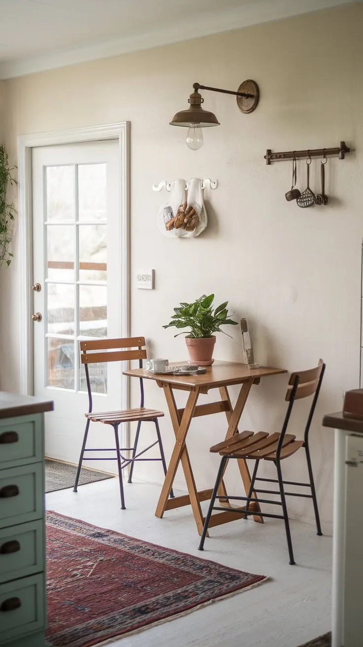 Start your day in this idyllic kitchen nook.  This dining nook, nestled within a quintessential English cottage, embodies a warm and inviting home aesthetic.  The perfect blend of rustic charm and modern comfort.