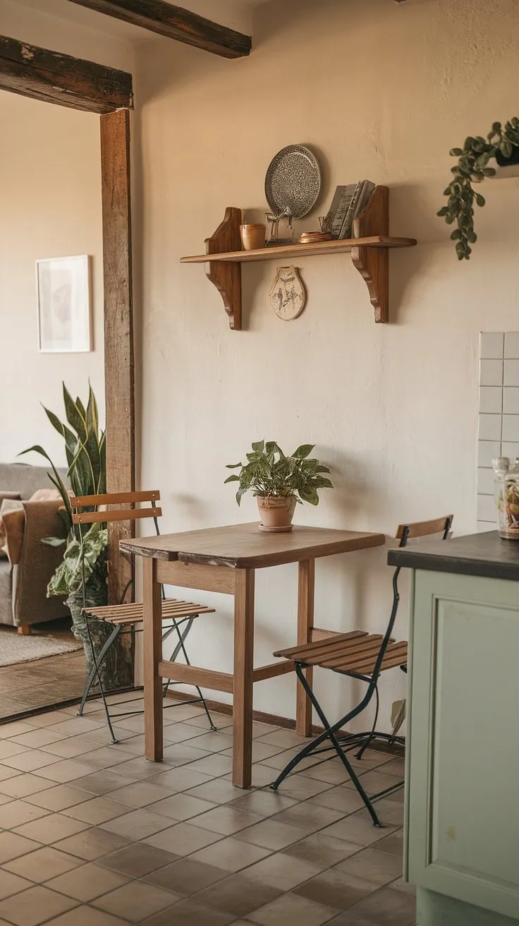 Sunlight streams into this charming cottage breakfast nook, the perfect spot for a leisurely morning in my English cottage kitchen. The home aesthetic is pure bliss.