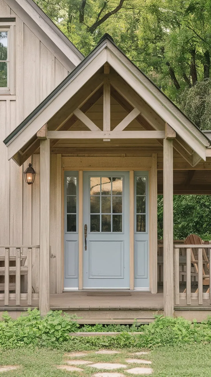 This cottage entrance is a dream come true.  From the charming cottage front door ideas to the thoughtfully designed cottage front garden ideas, every detail speaks of cozy comfort.  Explore the inspiring cottage porch ideas and cottage veranda ideas, and let this cottage facade ideas ignite your imagination.