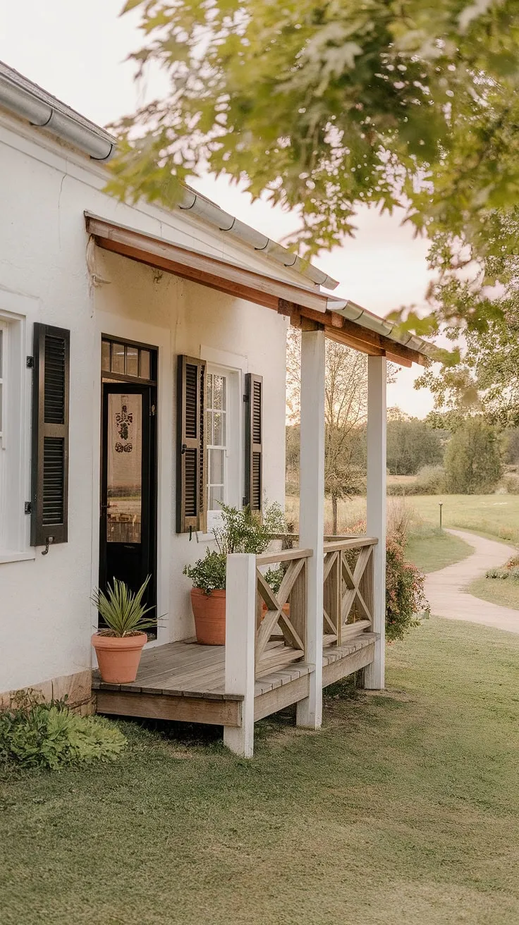 Step into charm. This cottage entrance, with its inviting veranda and thoughtfully designed front garden, showcases delightful cottage facade ideas and inspiring cottage front door ideas.  Plenty of cottage porch ideas and cottage front entrance inspiration to be found here.