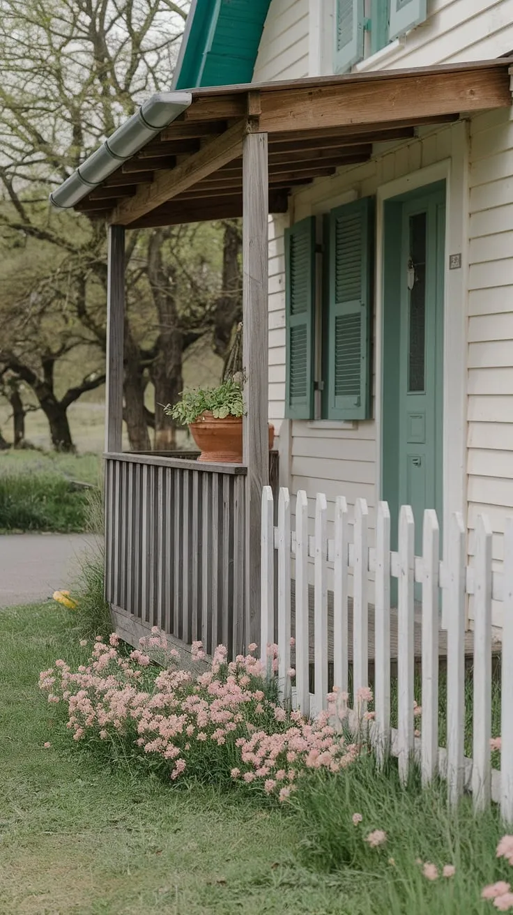 This picturesque cottage entrance boasts stunning cottage facade ideas, from the inviting cottage front door to the thoughtfully designed cottage front garden.  Explore endless cottage porch ideas and cottage veranda ideas for your own dream home.