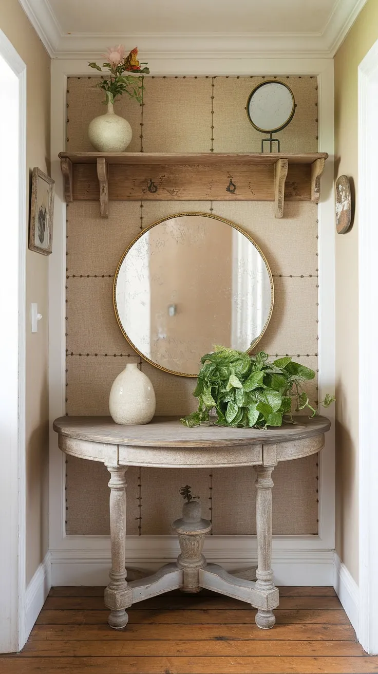 Aged wood floors and a beige-walled hallway create a welcoming atmosphere.