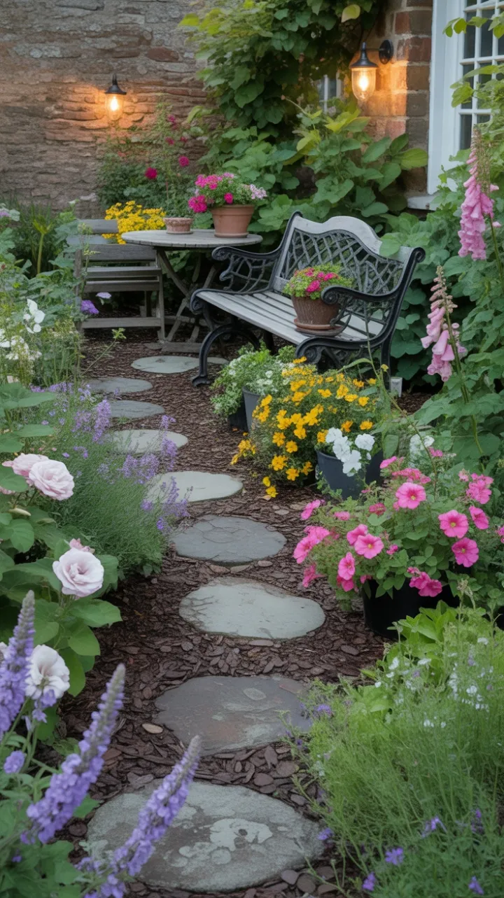 Afternoon Glow on the Winding Cottage Garden Path