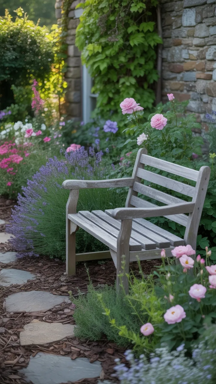 Sunlit Cottage Garden Awash in Blooms