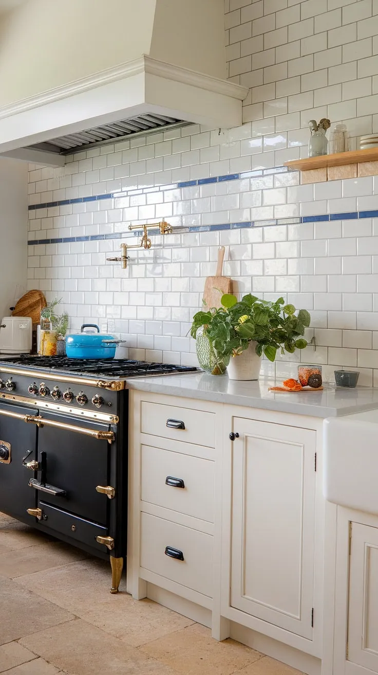 Dreamy French country kitchen ideas come to life with this stunning French country tile kitchen backsplash.  The French provincial backsplash and modern French country backsplash design perfectly capture the essence of a French inspired backsplash, creating a truly captivating space.