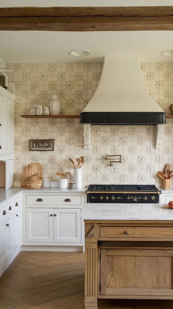 This French country kitchen effortlessly marries old-world charm with modern sensibilities.  The key? A captivating French country backsplash.  This modern French country backsplash, a beautiful example of French provincial backsplash design, infuses the space with a touch of French country aesthetic.  It's the perfect inspiration for your own French country kitchen ideas, showcasing how a carefully chosen French inspired backsplash can transform a kitchen into a haven of style and warmth.