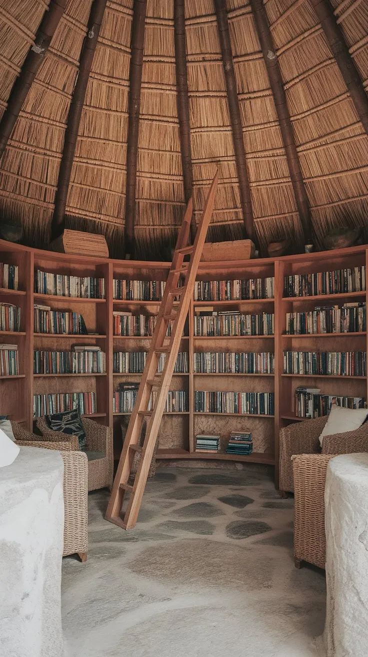 Lost in the pages of a thousand stories, nestled within the cozy embrace of my cottage library.  This home library, a true reading room, feels like a secret hobbit hole, a perfect blend of cottagecore charm and literary escape.