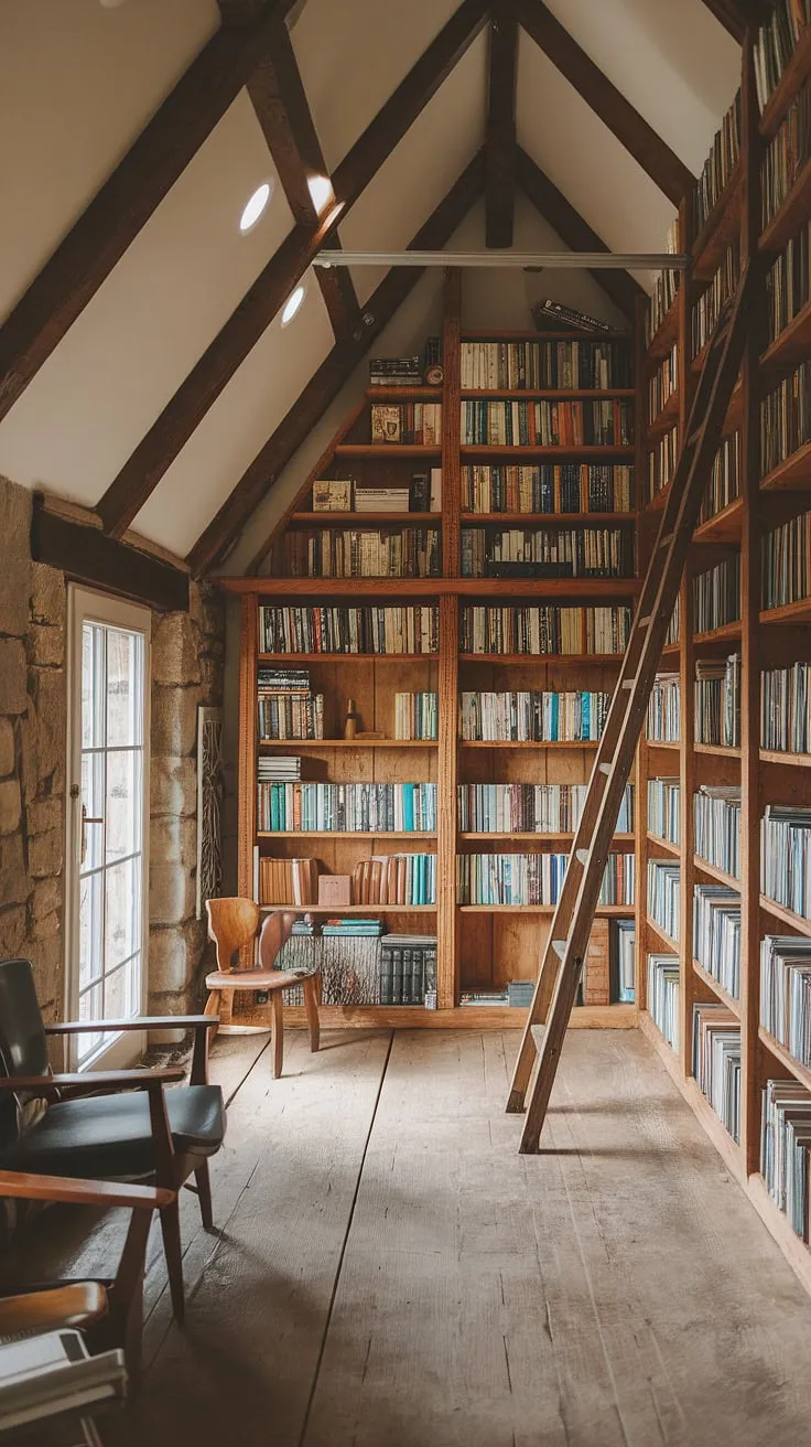 Step into a world of enchantment in this hobbit library, a charming blend of cottagecore and cozy library aesthetics.  This home library, a true reading room retreat, invites you to lose yourself in the pages of your favorite books.