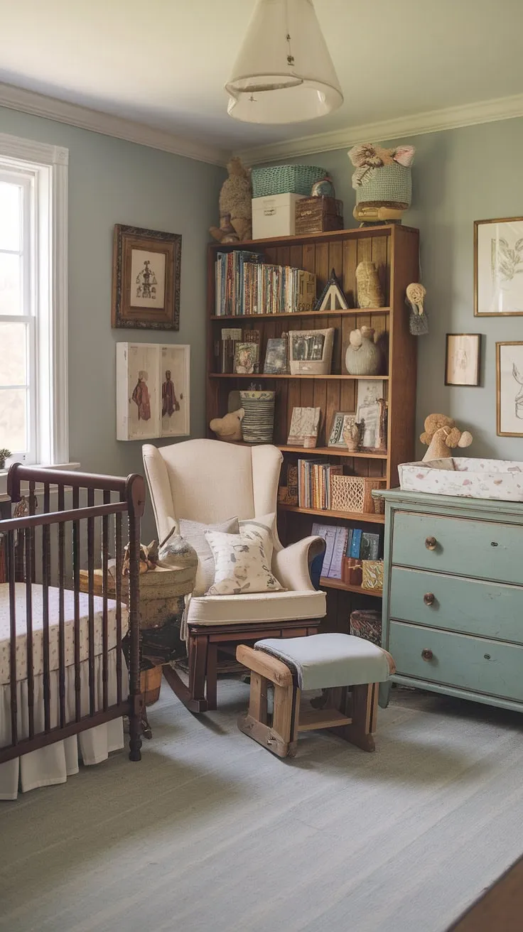 A charming cottage nursery, styled with thrifted antiques and filled with the promise of sweet dreams