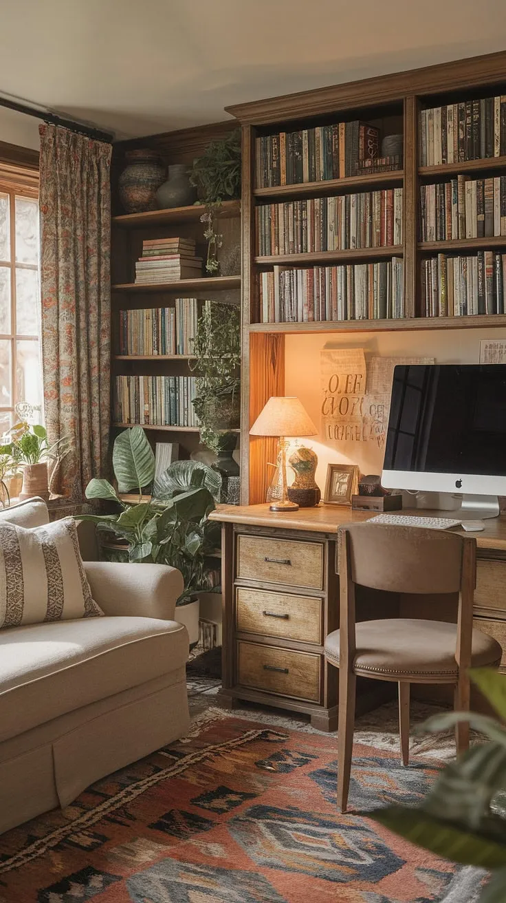 My cozy cottage library has been transformed into the perfect cottage study room—a work from home office where productivity meets unparalleled aesthetic. This study office aesthetic, complete with a cozy work from home setup, is my happy place.