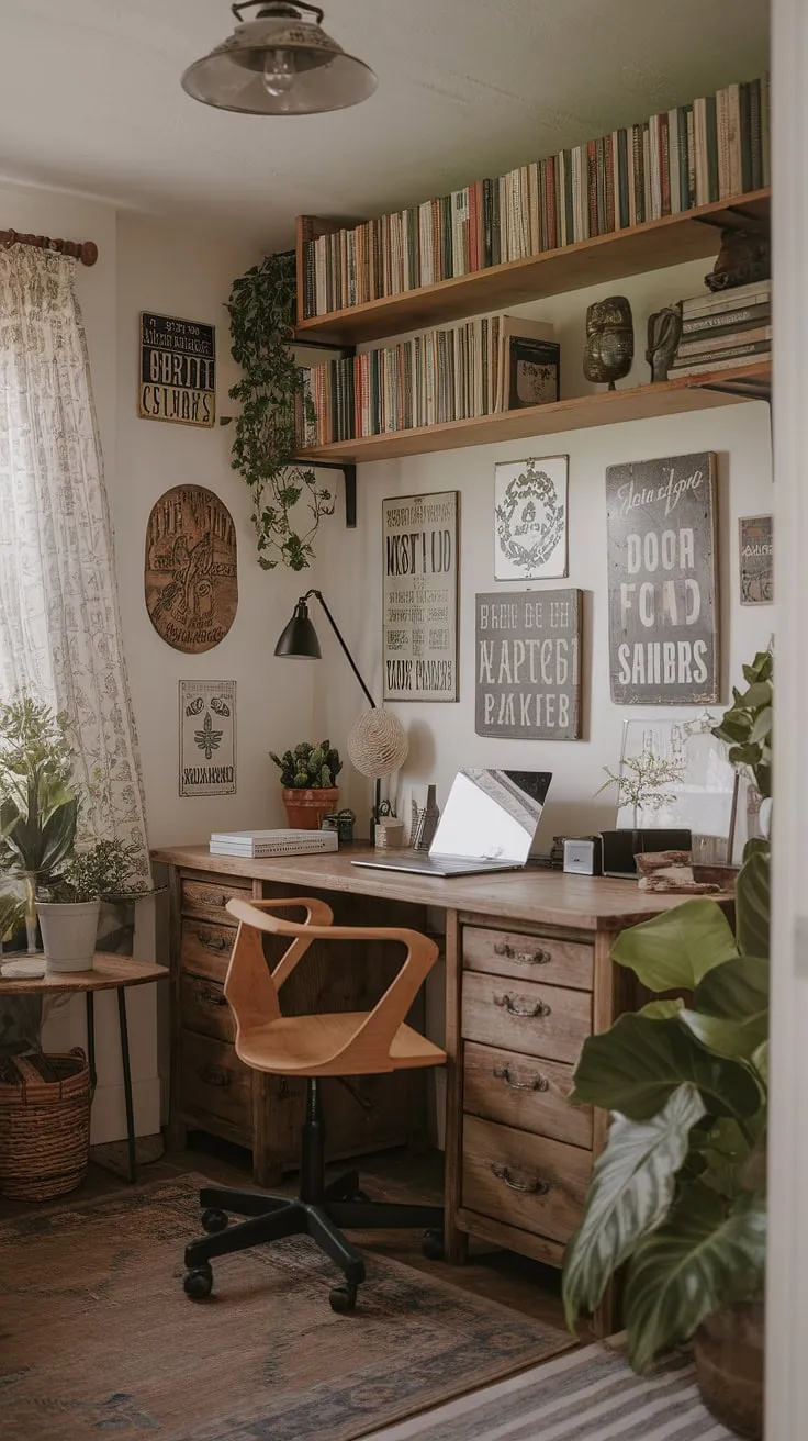Tucked away in my cottage, this work from home office is more than just a space; it's a cozy cottage library and a haven for focused work. The wfh office aesthetic is all about blending comfort and productivity in this charming cottage study room.