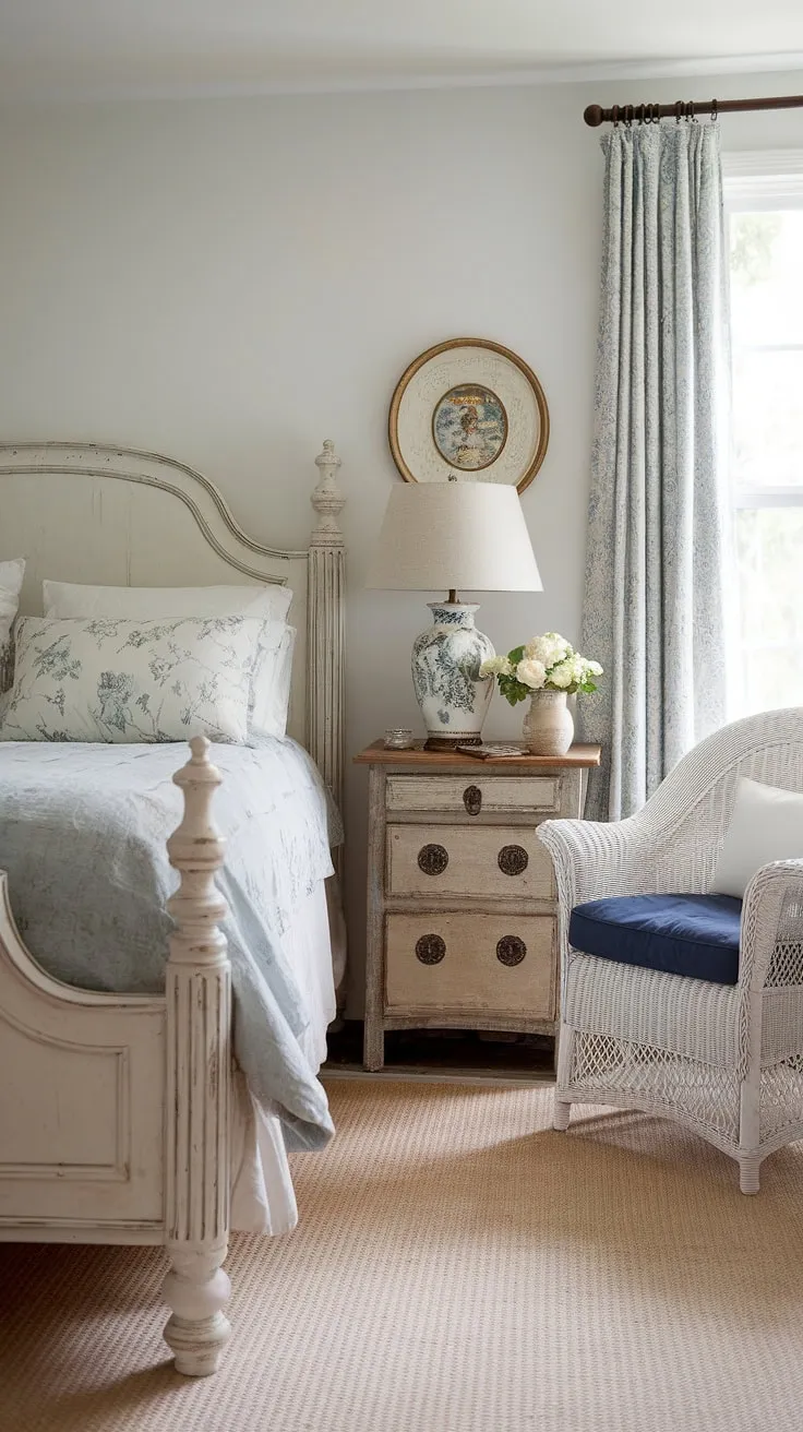 Southern home bedroom dreams are made of this: a country bedroom brimming with country chic bedroom decor, a cozy cottage bedroom perfect for quiet mornings and restful nights. This farmhouse style space offers the ultimate in country vintage bedroom comfort.