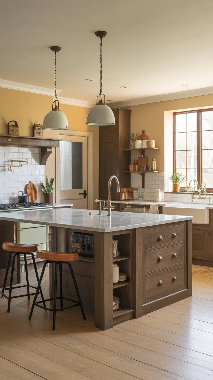 Imagine waking up to this: a sun-drenched English cottage kitchen, brimming with the warmth of a countryside kitchen. This modern English kitchen effortlessly marries traditional English country kitchen aesthetics with sleek, contemporary lines, creating an idyllic space perfect for English cottage interiors.
