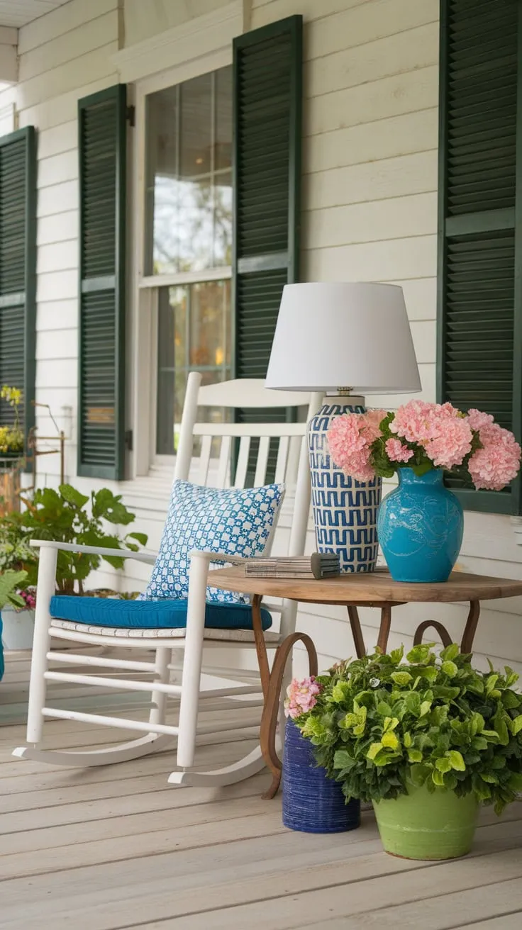 Cozy Country Porch Decorated for Summer Bliss