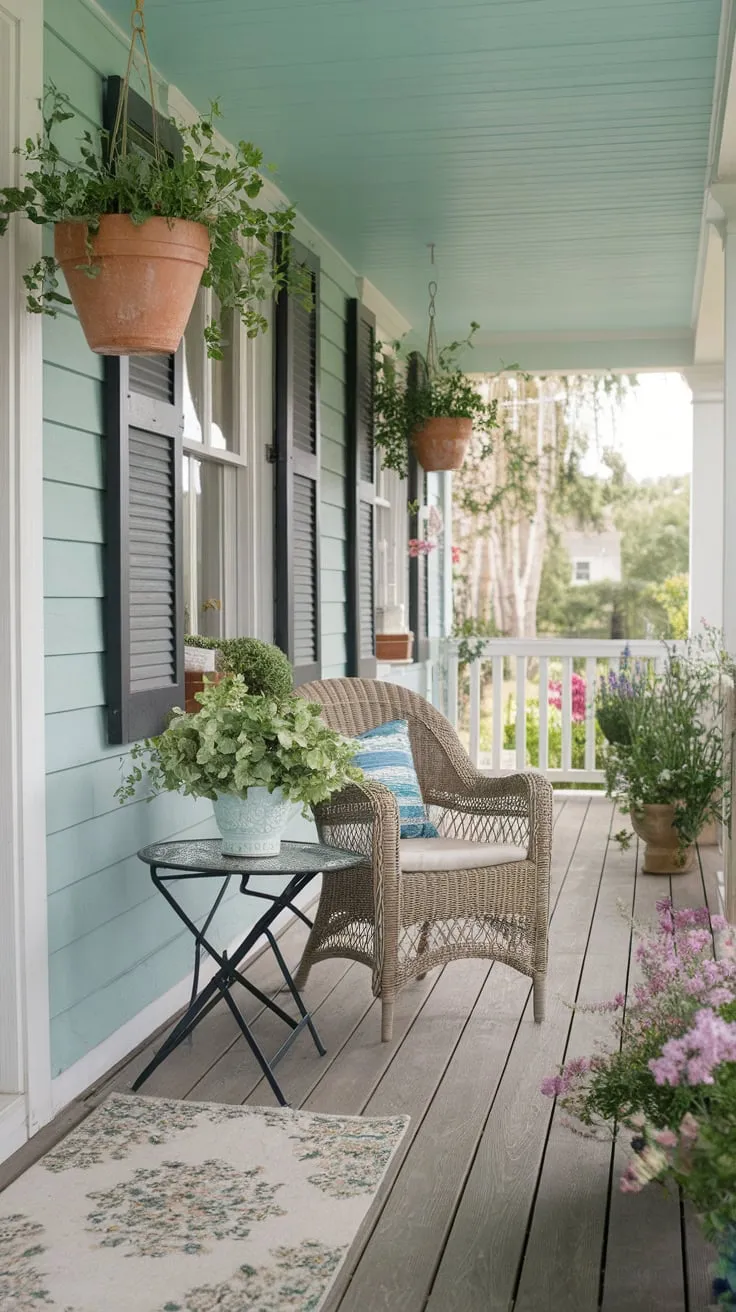 Cozy Country Porch Decor with Wicker Charm