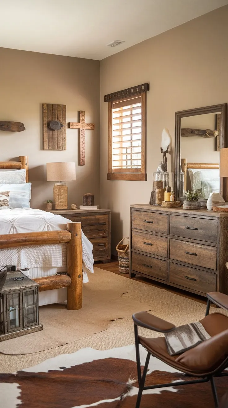 Dreamy rustic teen bedroom, blending western bedroom decor with farmhouse charm. Cowgirl room ideas come to life in this cozy space.