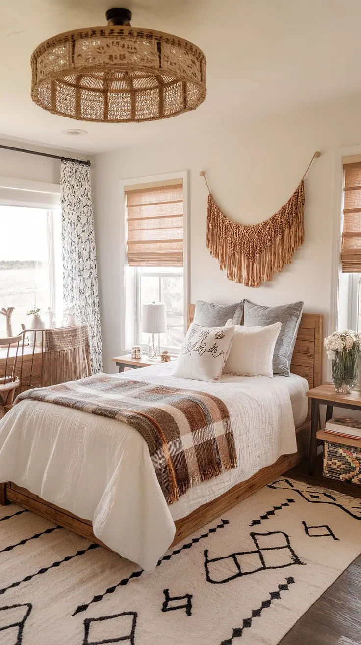 This country teen bedroom blends rustic charm with western boho decor, creating the ultimate cowgirl room. Ranch bedroom ideas meet farmhouse teen bedroom style for a truly unique space.