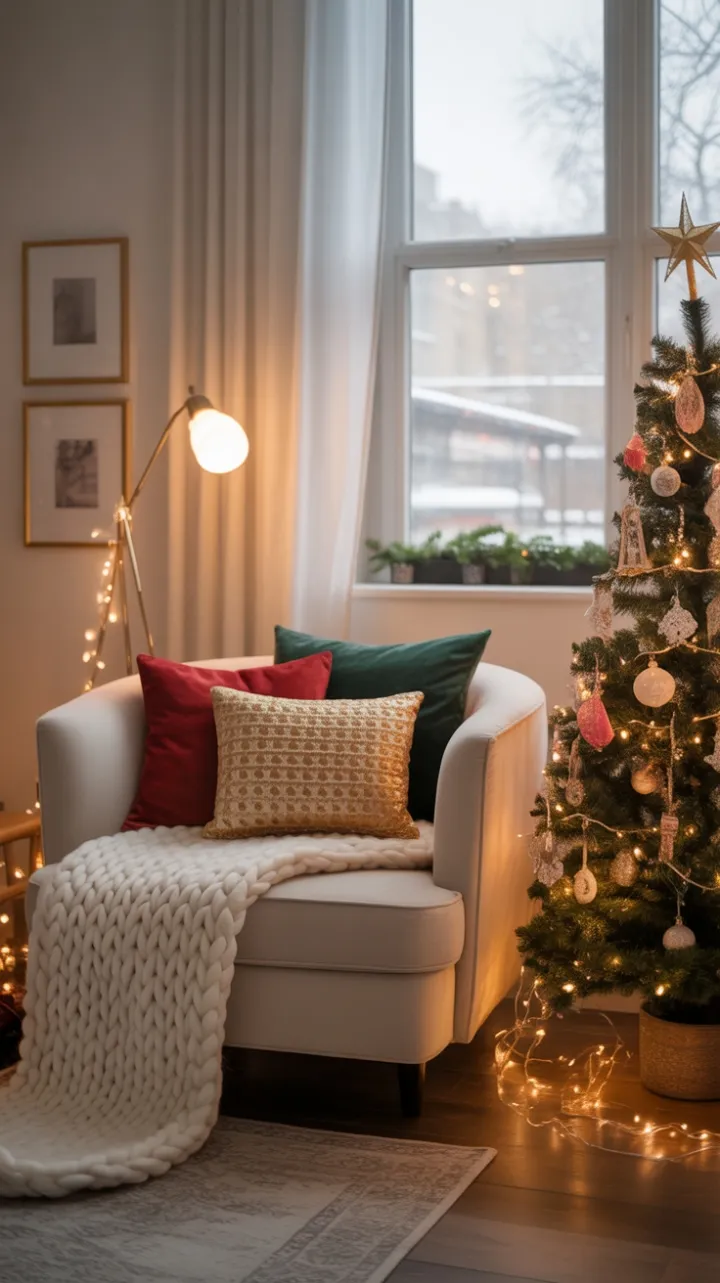 Cream Knits and Golden Glow Holiday Nook