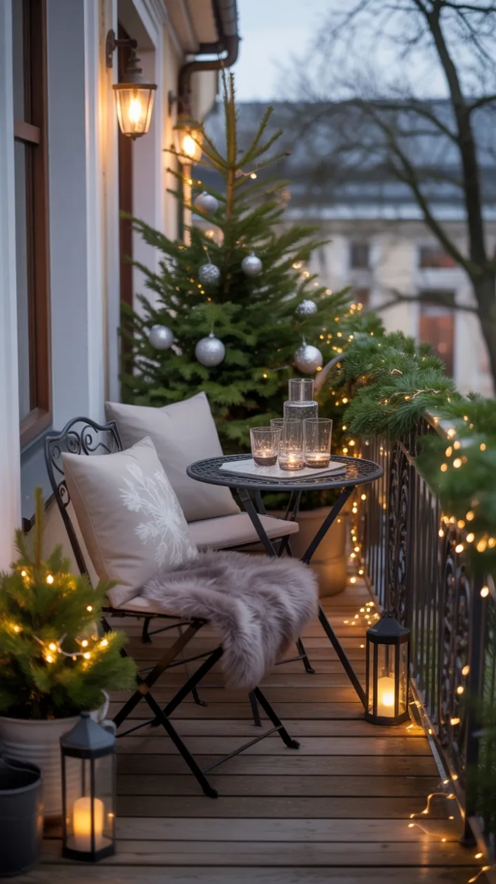 Lantern-Lit Holiday Balcony Retreat