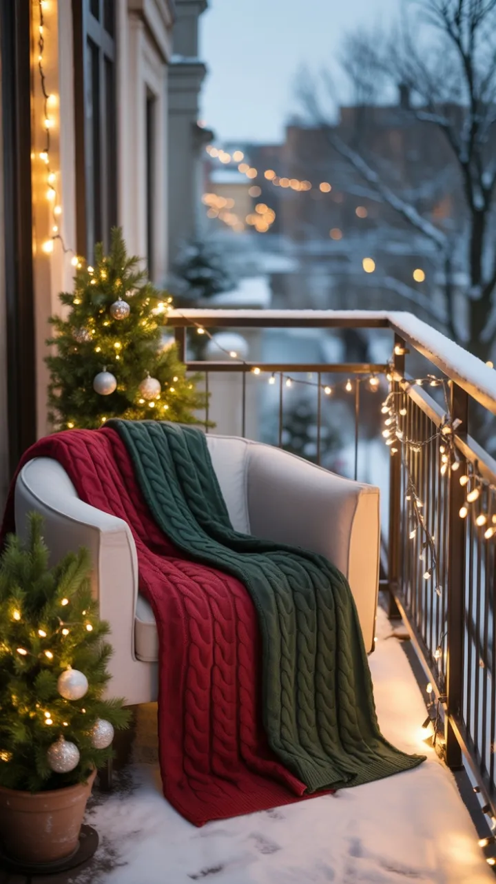 Crimson and Evergreen Holiday Balcony Retreat