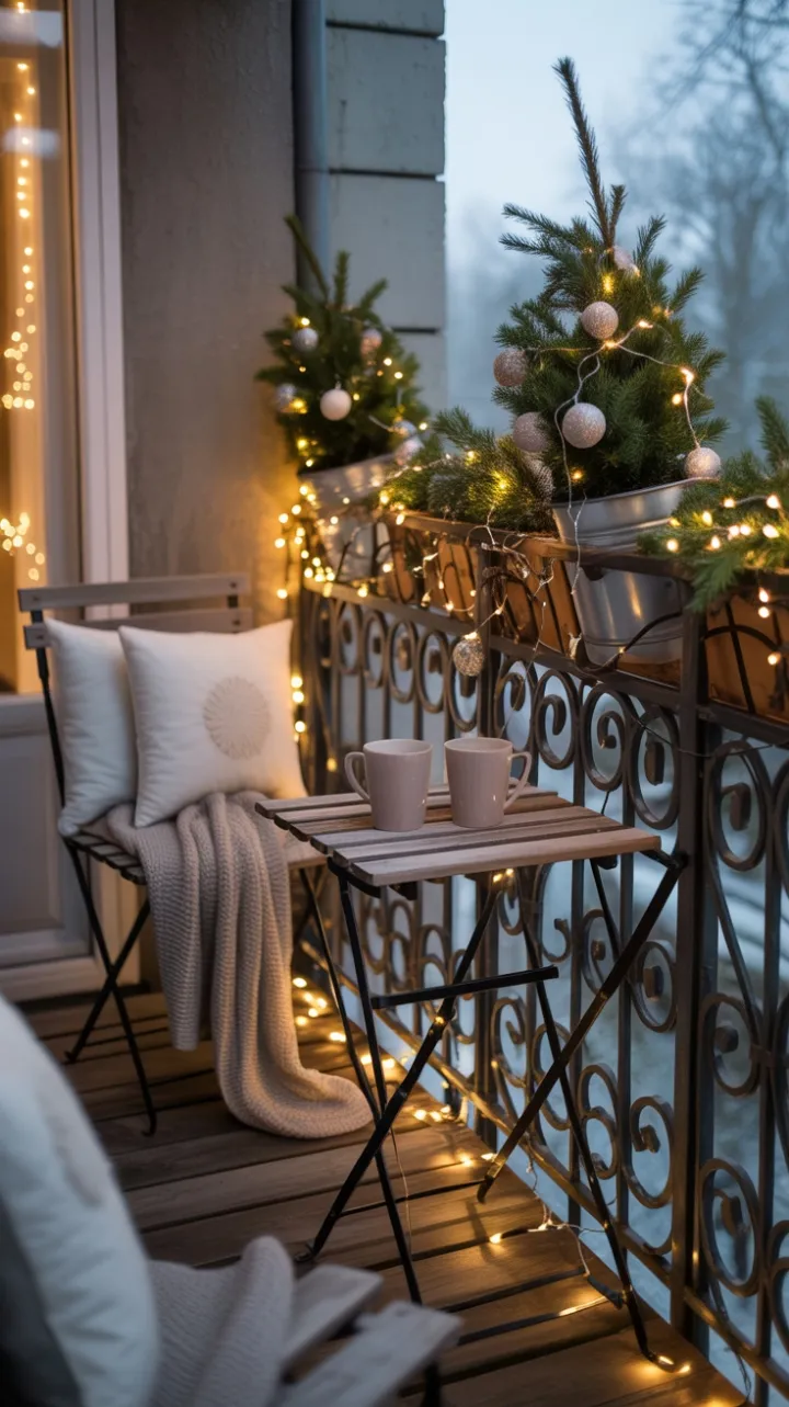 Cozy Cocoa Nook Under Twinkling Winter Lights