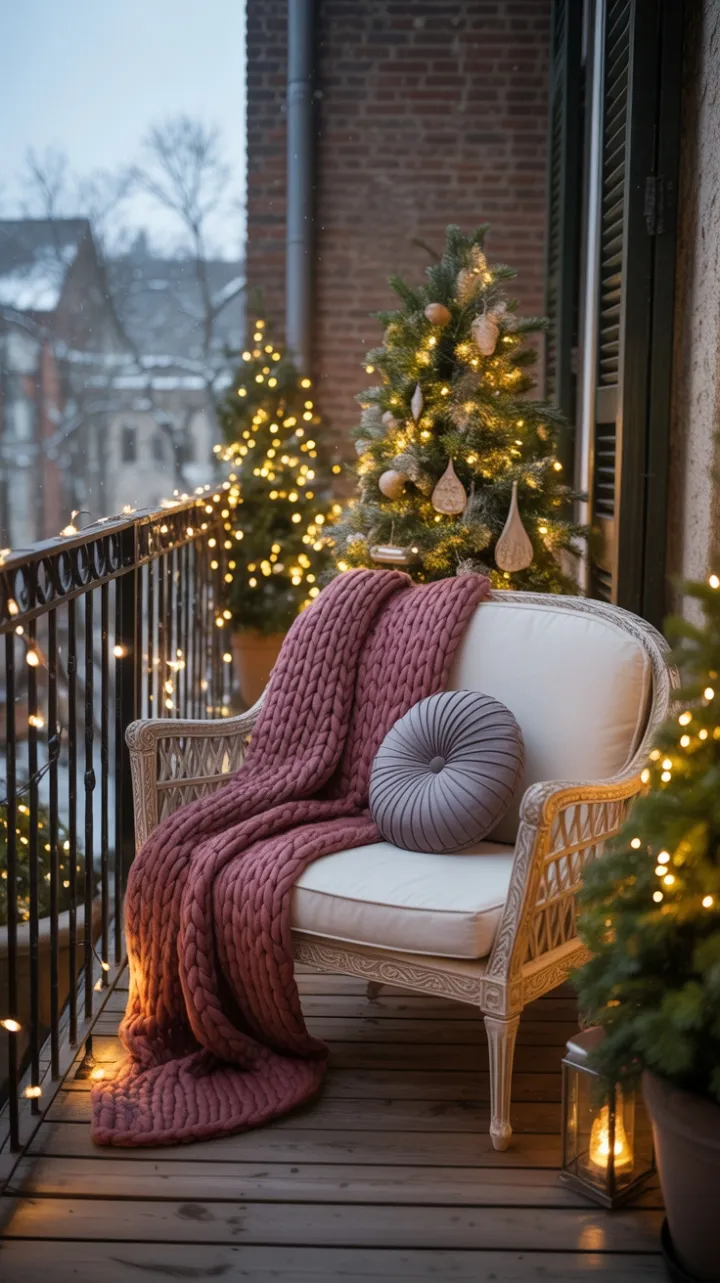 Burgundy Knits and Twinkling Evergreens