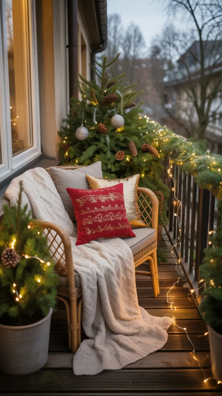 Balcony Holiday Haven of Rattan Pines and Golden Light