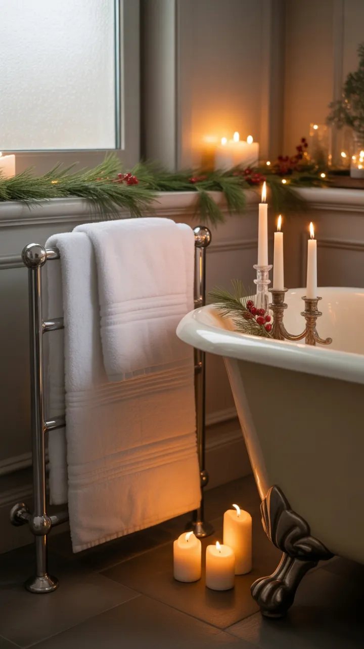 Snowbound Serenity in a Candlelit Clawfoot Bath