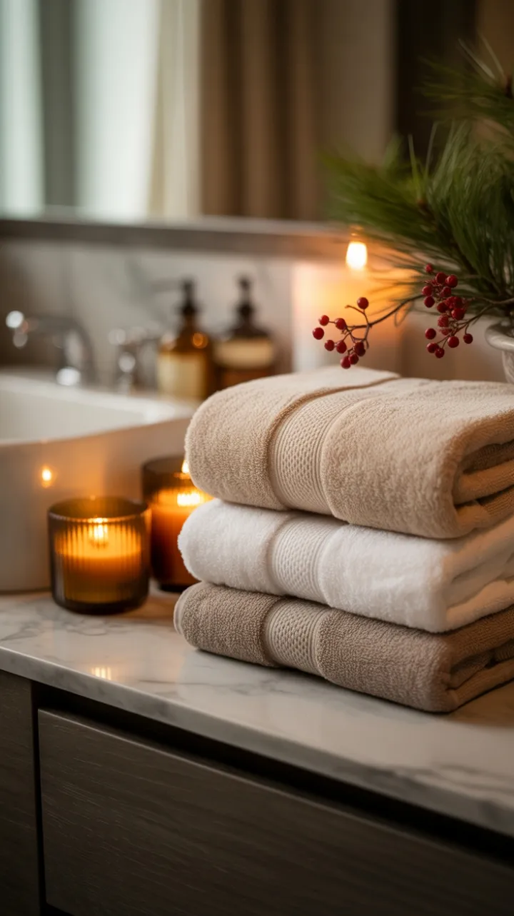 Candlelit Spa Serenity with Seasonal Pine and Berries