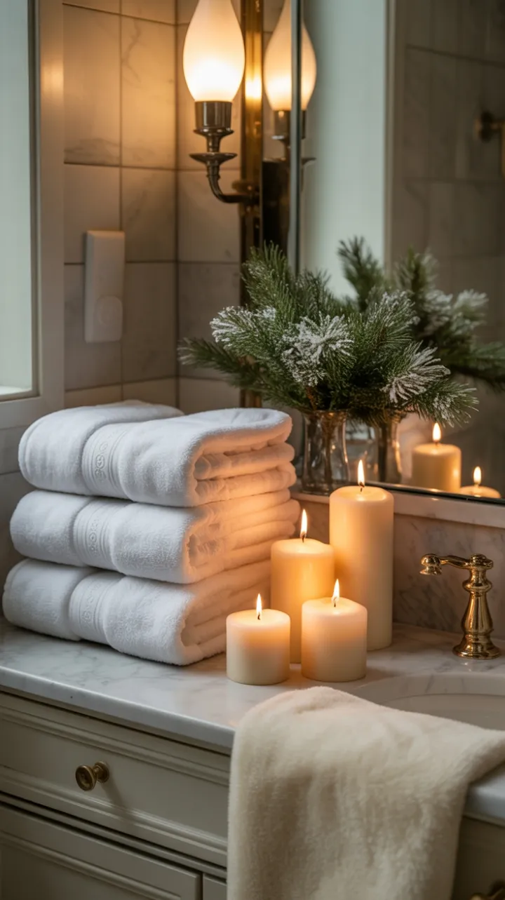 Cozy Christmas Bath in Marble and Gold