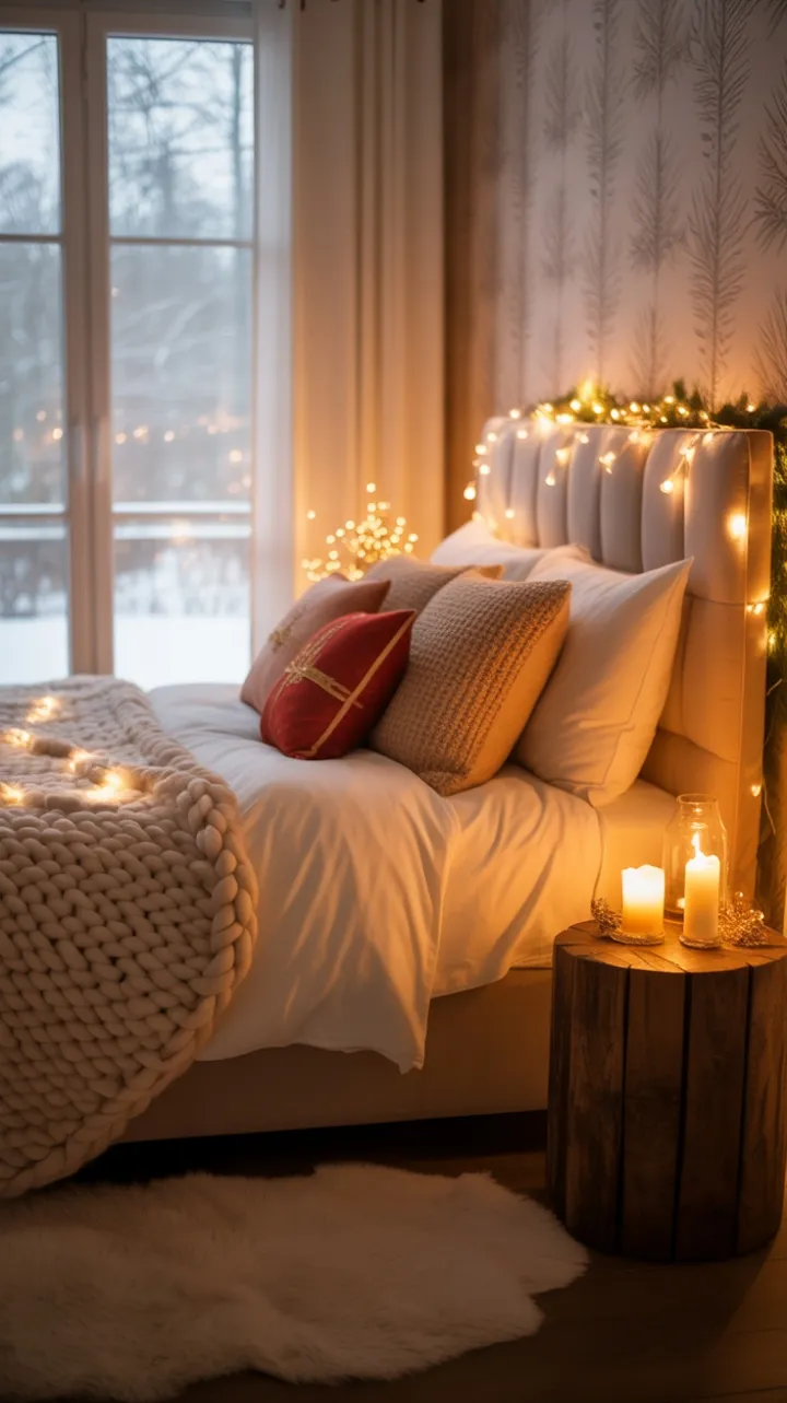 Snowlit Sanctuary Wrapped in Cream, Red and Gold