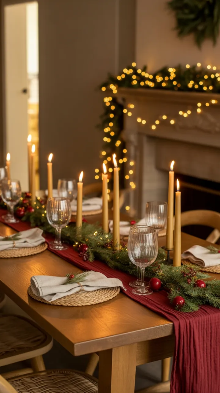 Burgundy Glow on a Rustic Holiday Table