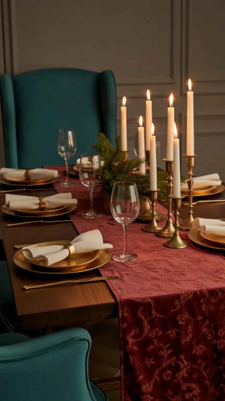 Burgundy Velvet Holiday Table by Candlelight