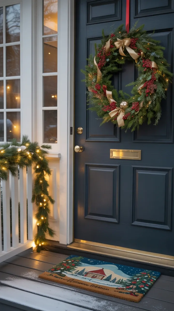 Snow-Kissed Welcome with Evergreen Elegance