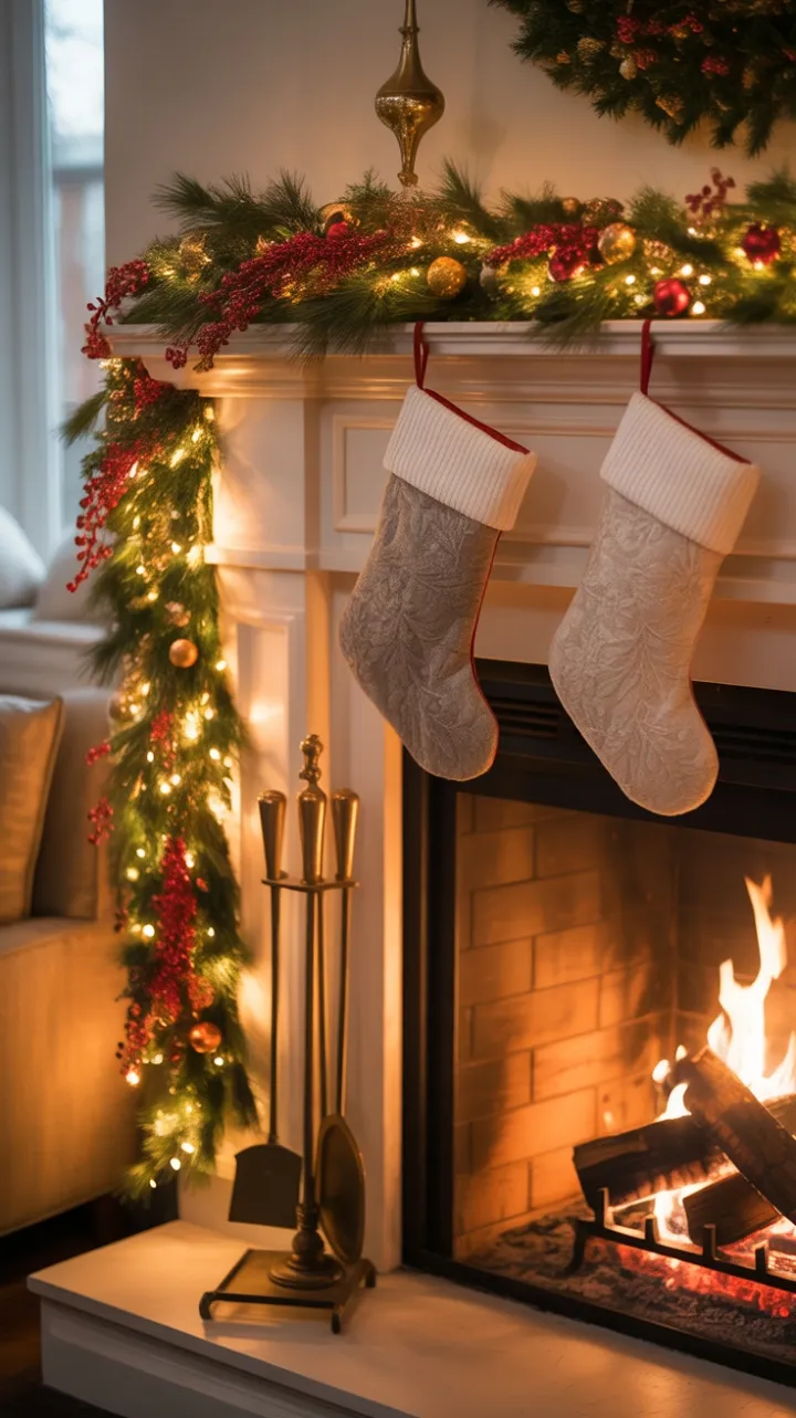 A Cozy Holiday Hearth Dressed in Pine Berries and Copper Glow