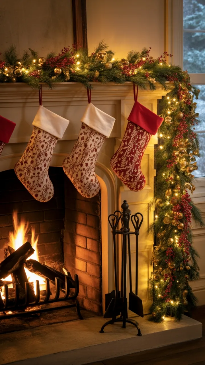Garlanded Hearth of Winter Warmth